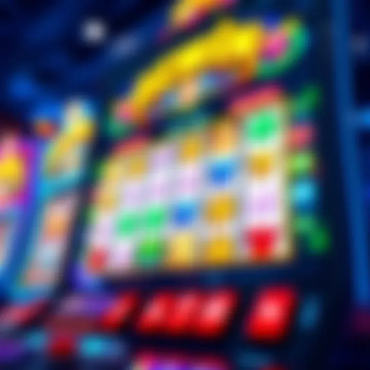 Vibrant Online Slot Machine Display on Ozwin Slots Platform Colorful online slot machine interface with vibrant symbols and game controls