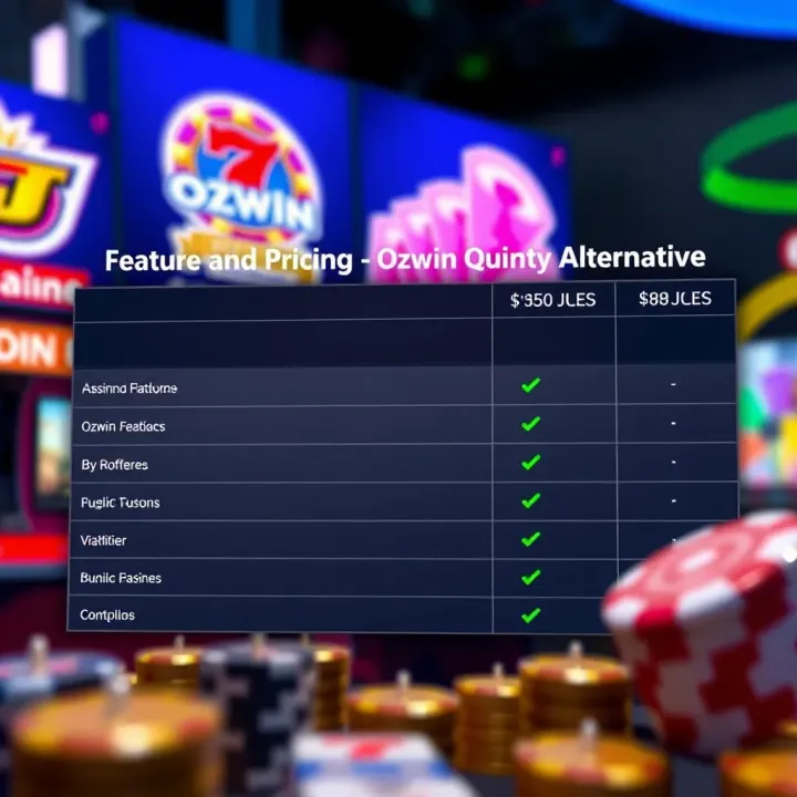 Feature and Pricing Comparison of Ozwin and Alternatives Comparison chart showing features and pricing between Ozwin and competitor platforms