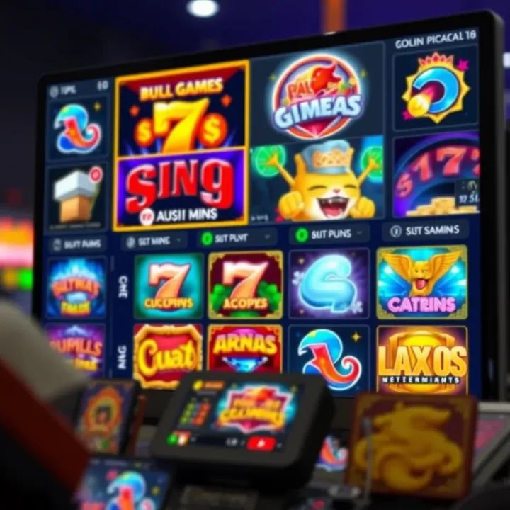 Variety of Slot Games Available at Australian Online Casinos Online casino interface showing various slot games on a computer screen