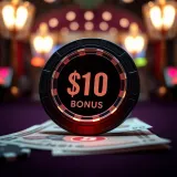 Illustration of a glowing casino chip and currency notes symbolizing bonus funds